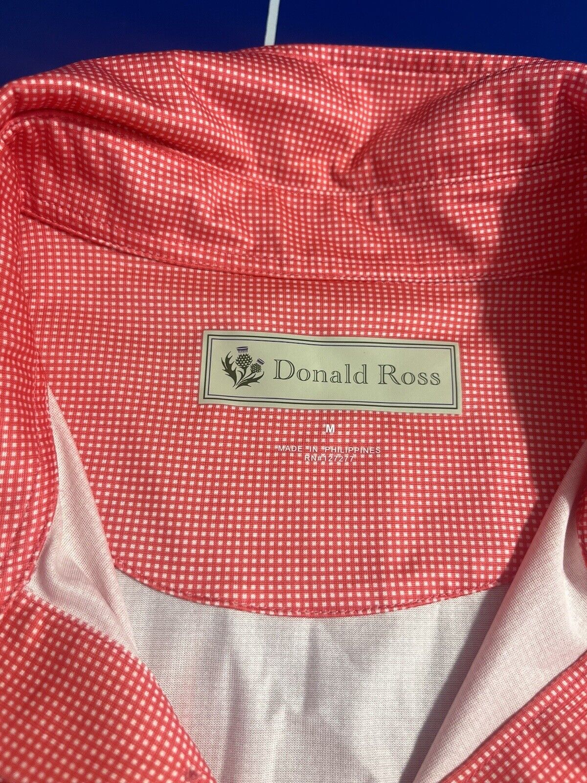 Donald Ross Sport Men's Medium Red With White SquareShort Sleeve Golf Polo Shirt