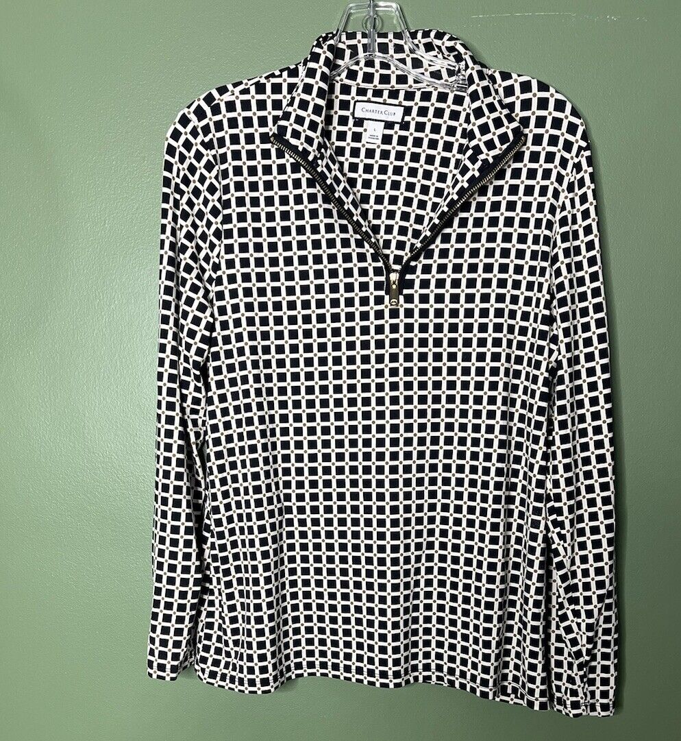 Charter Club Blouse Womens Size Large Short Sleeve