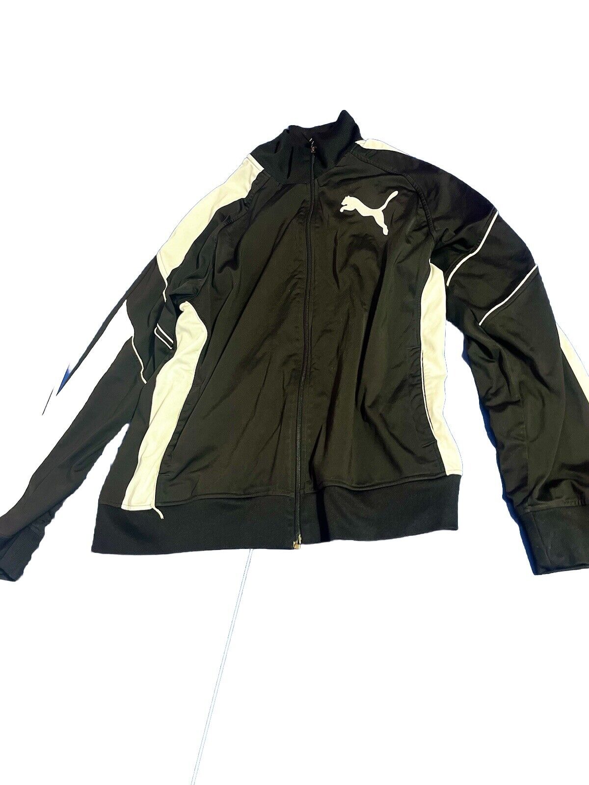 PUMA Mens Graphic Tracksuit Top Jacket Large Black Colourblock Polyester