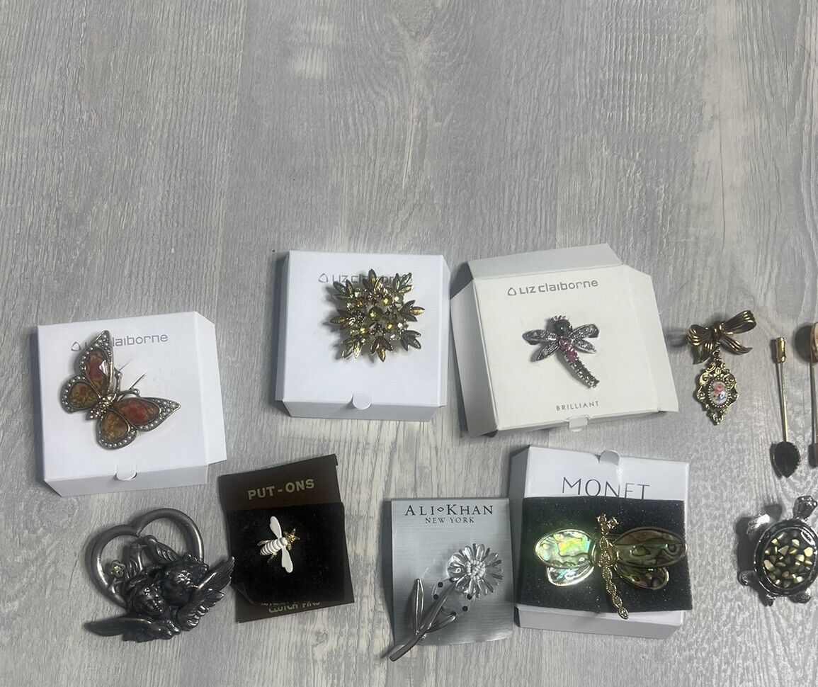 (3)Liz Claiborne Pin Brooch (1)Ali Khan (1)Monet And A Bunch Of Different Ones