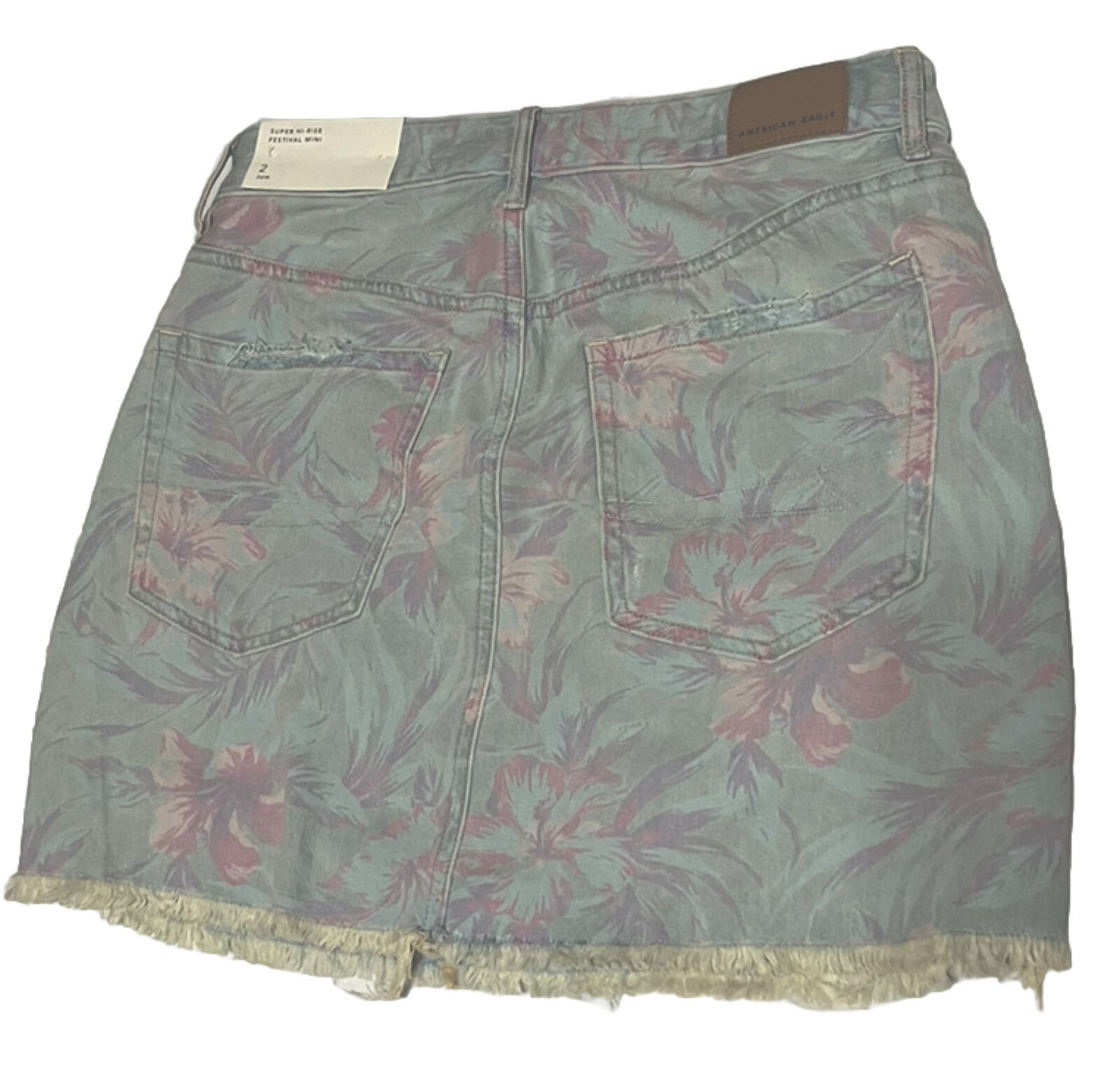 American Eagle Super Hi Rise Festival Mini Skirt Women's Size 2 Denim Floral