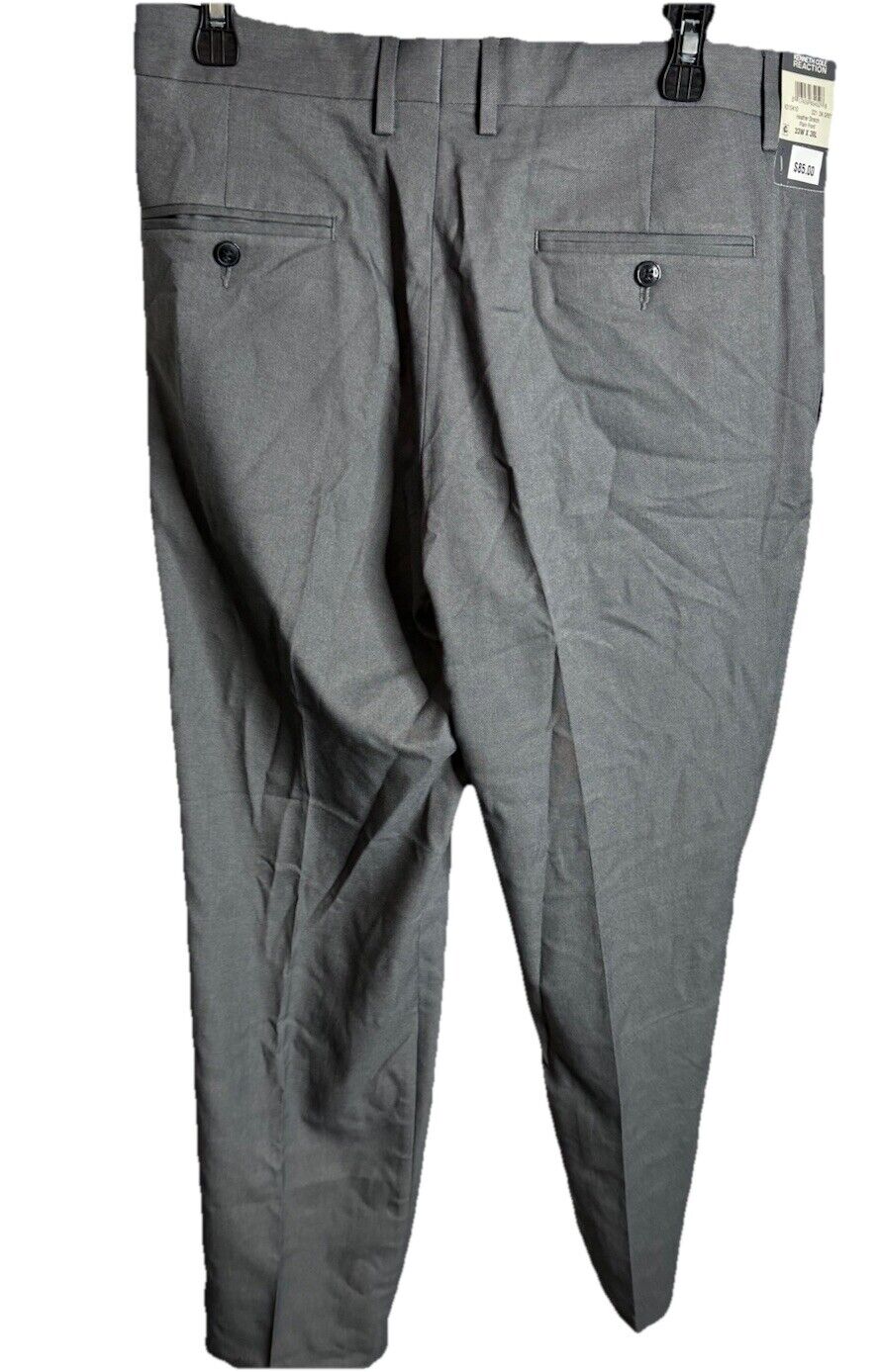 Kenneth Cole Reaction Mens Slim-Fit Gabardine Dress Pants 33 x 30 Dark Gray