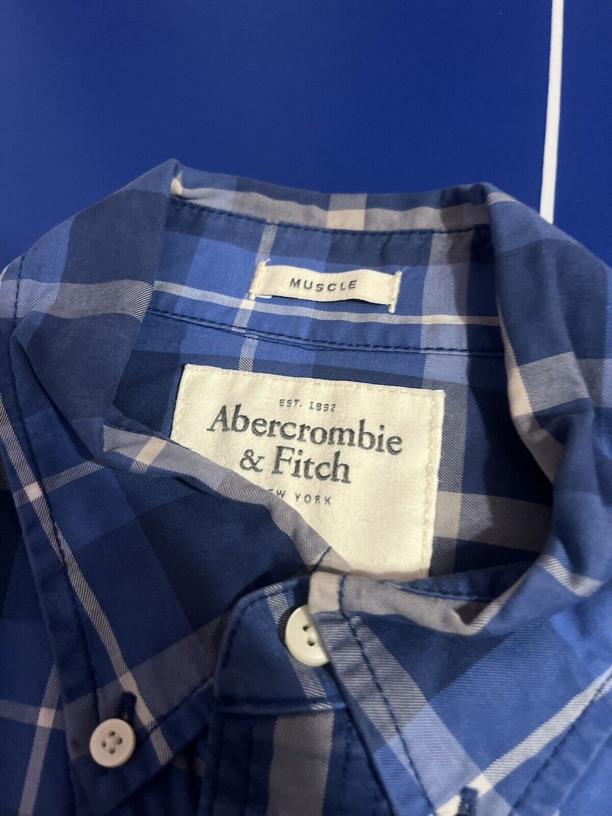 Abercrombie & Fitch Tartan Plaid Shirt Cotton Muscle Size M