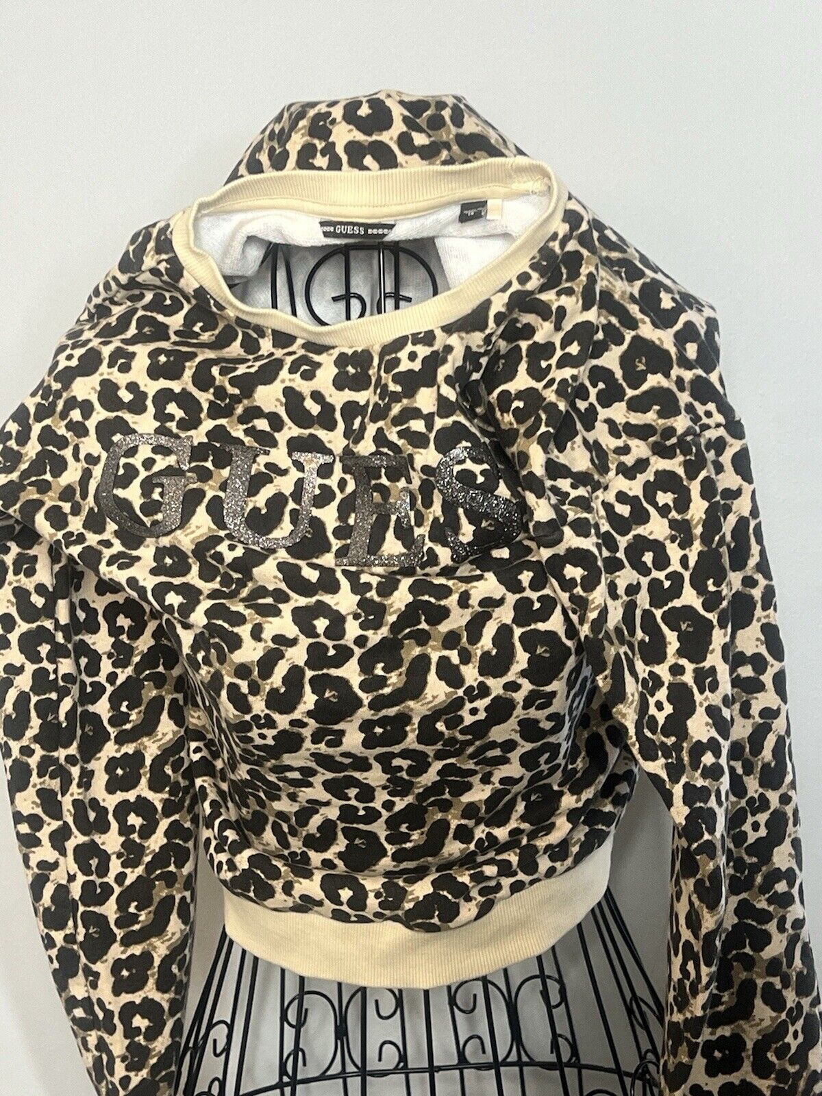 Guess Women's Leopard Print Long Sleeve Shirt- Size 16