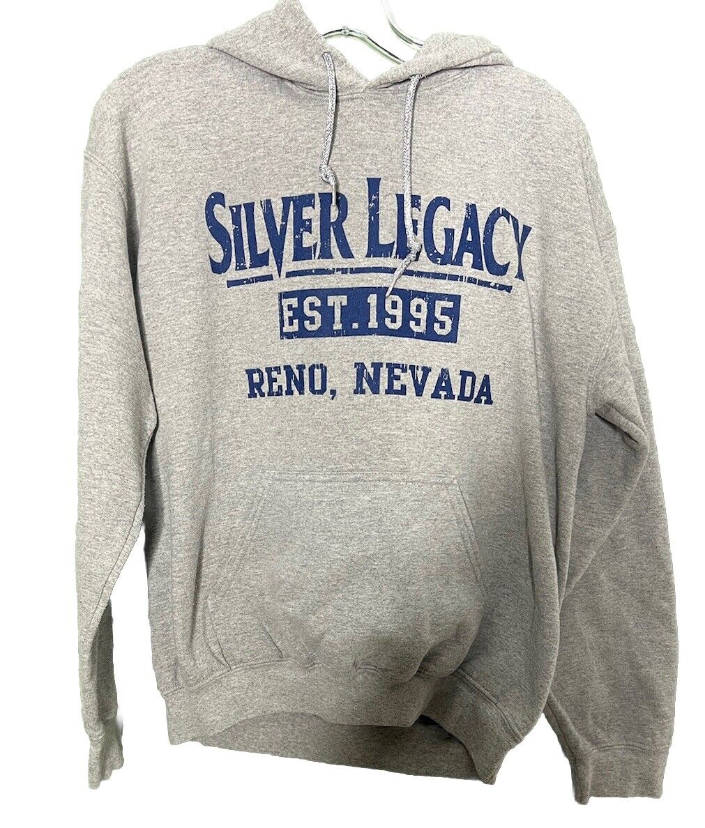 Gildan Mens Hoodie Sweatshirt Green Sz Medium/ Silver Legacy Reno Nevada