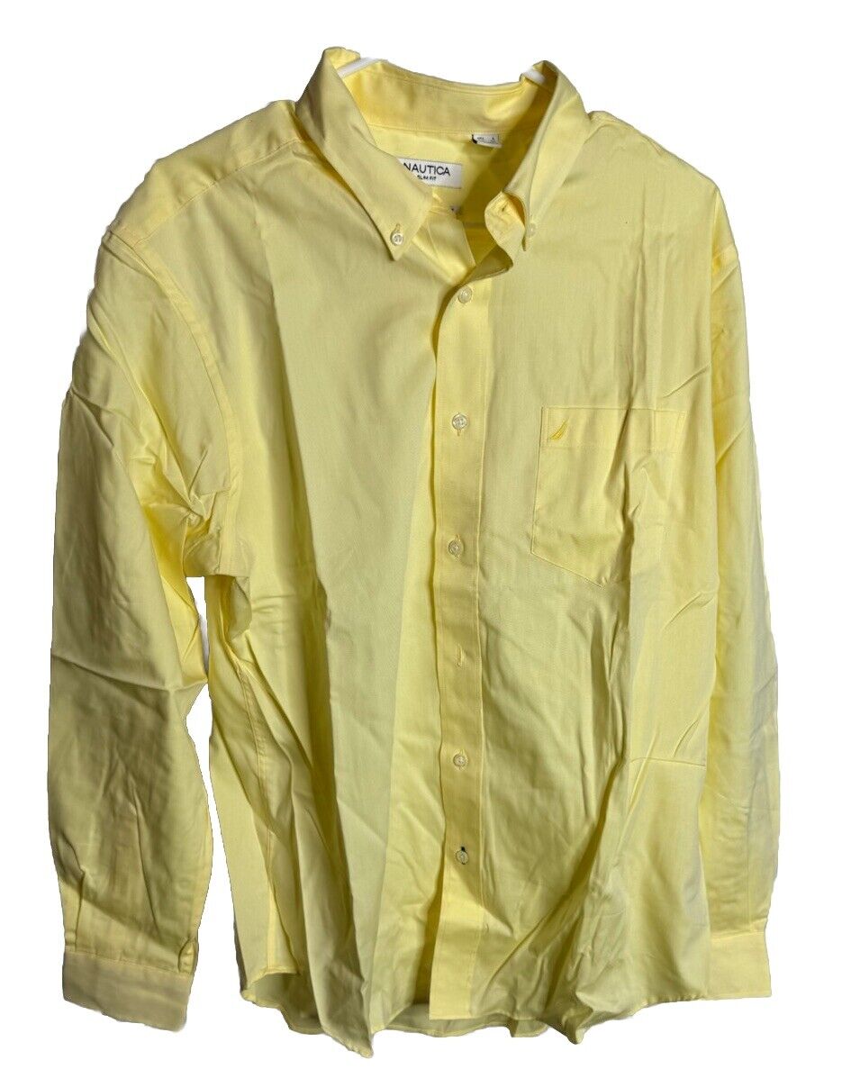 NAUTICA Dress Shirt Stretch Cotton Slim Fit Performance Large