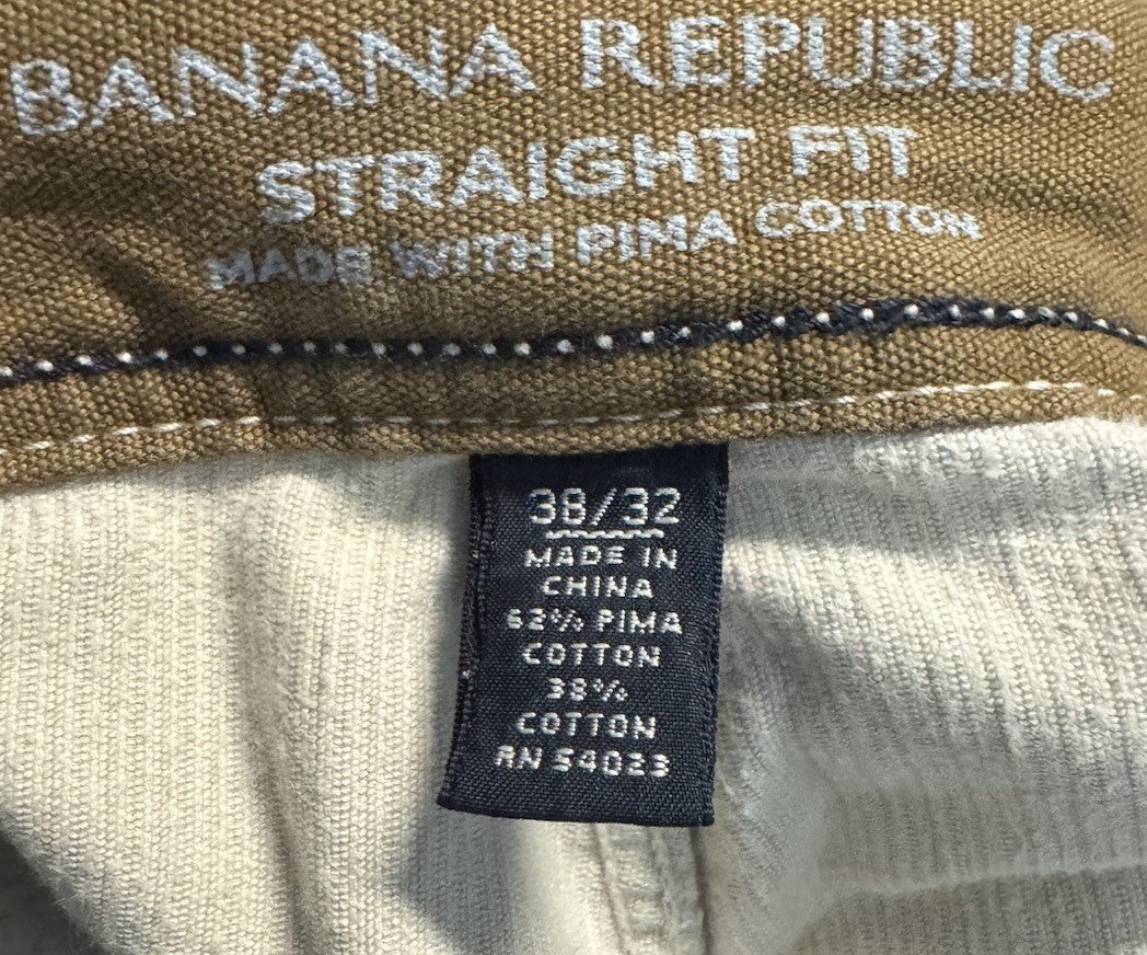Banana Republic Straight Fit Mens Pants Size 38x32 Cotton Blend High Rise