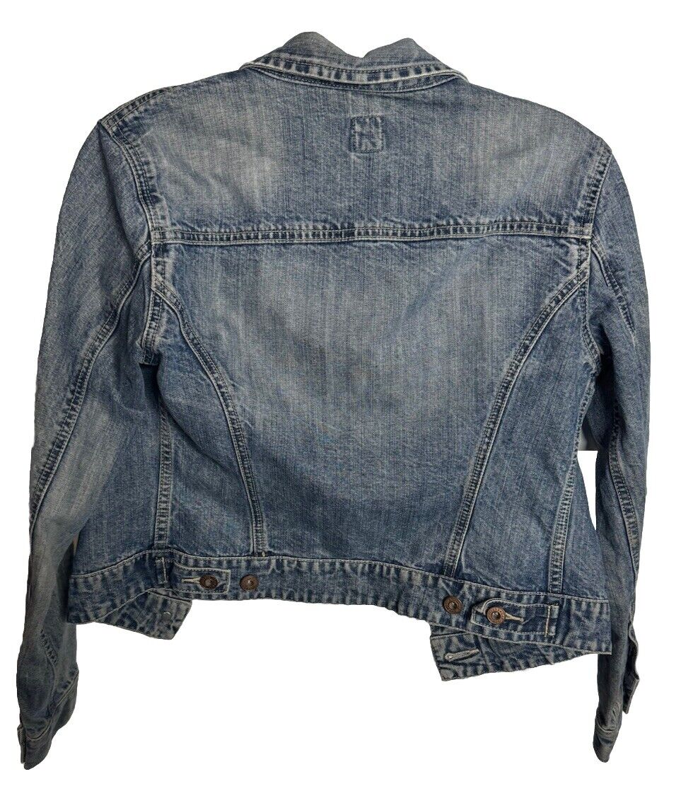Gap Jean Jacket Women XS Blue Denim Dark Wash Long Sleeve Pockets Adult