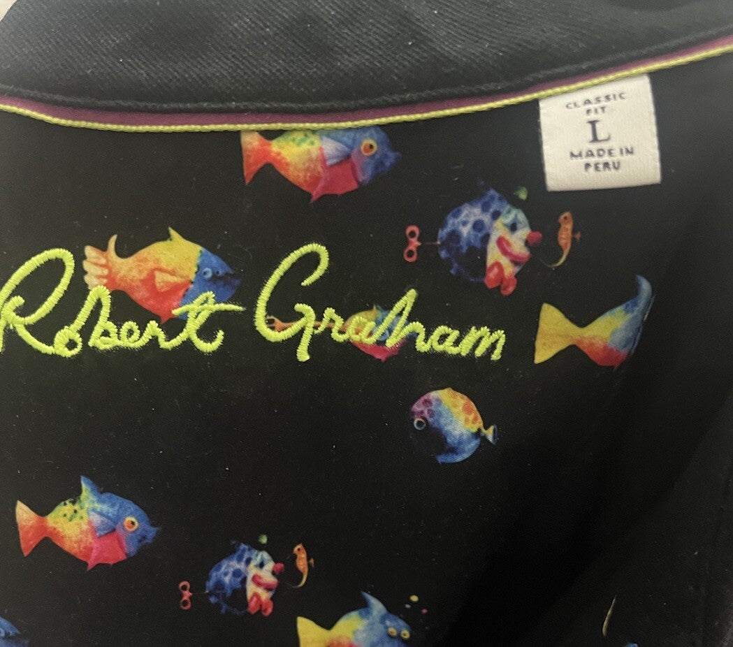 Robert Graham Polo Mens Large Shirt Short Sleeve