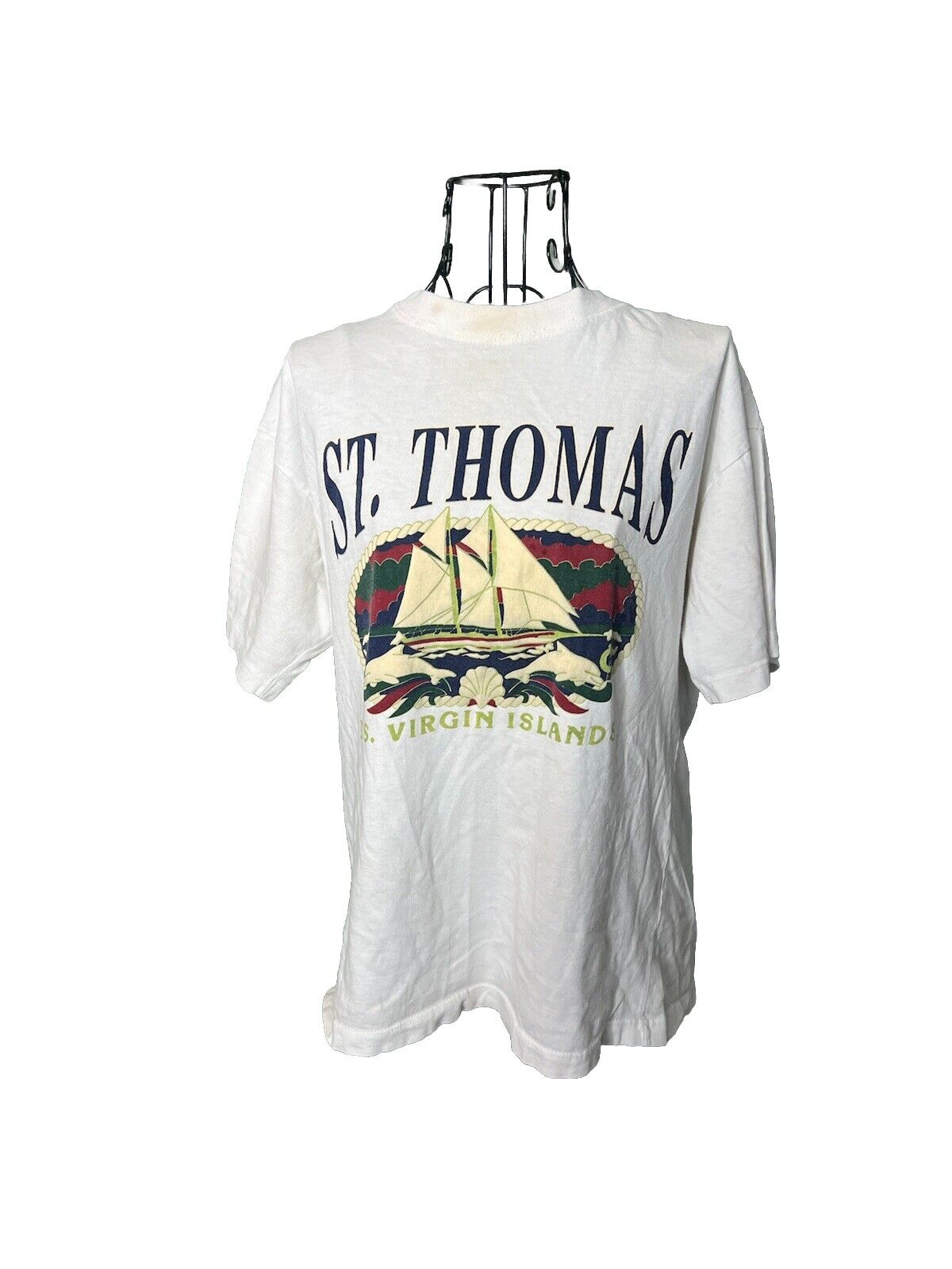 St Thomas White Short Sleeve Cotton T-Shirt Men's M