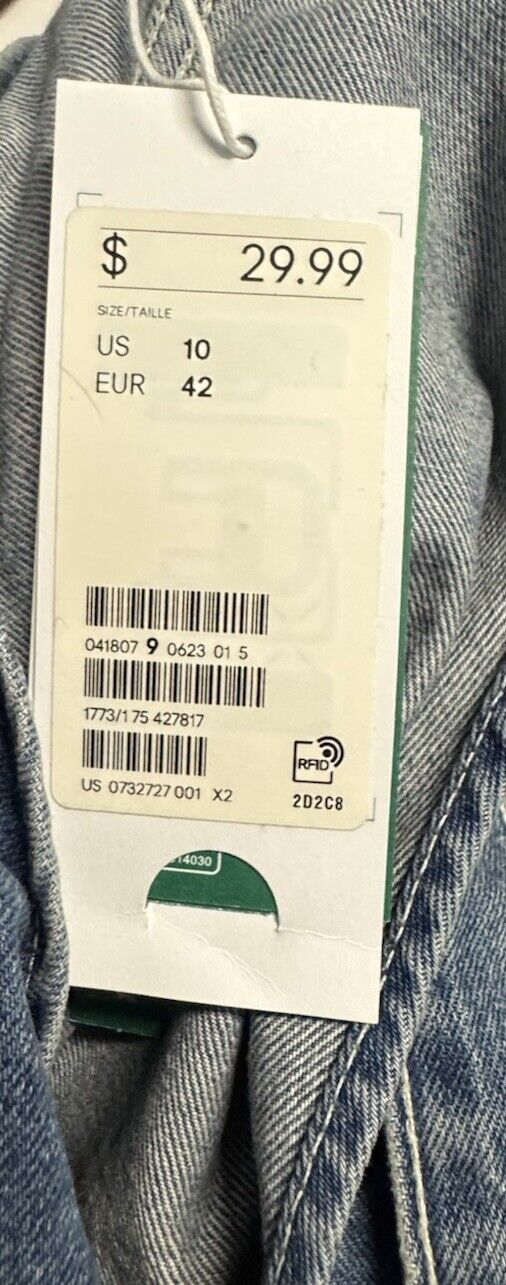H&M Medium Wash Button Up 100% Cotton Denim Overall Women's Size 10