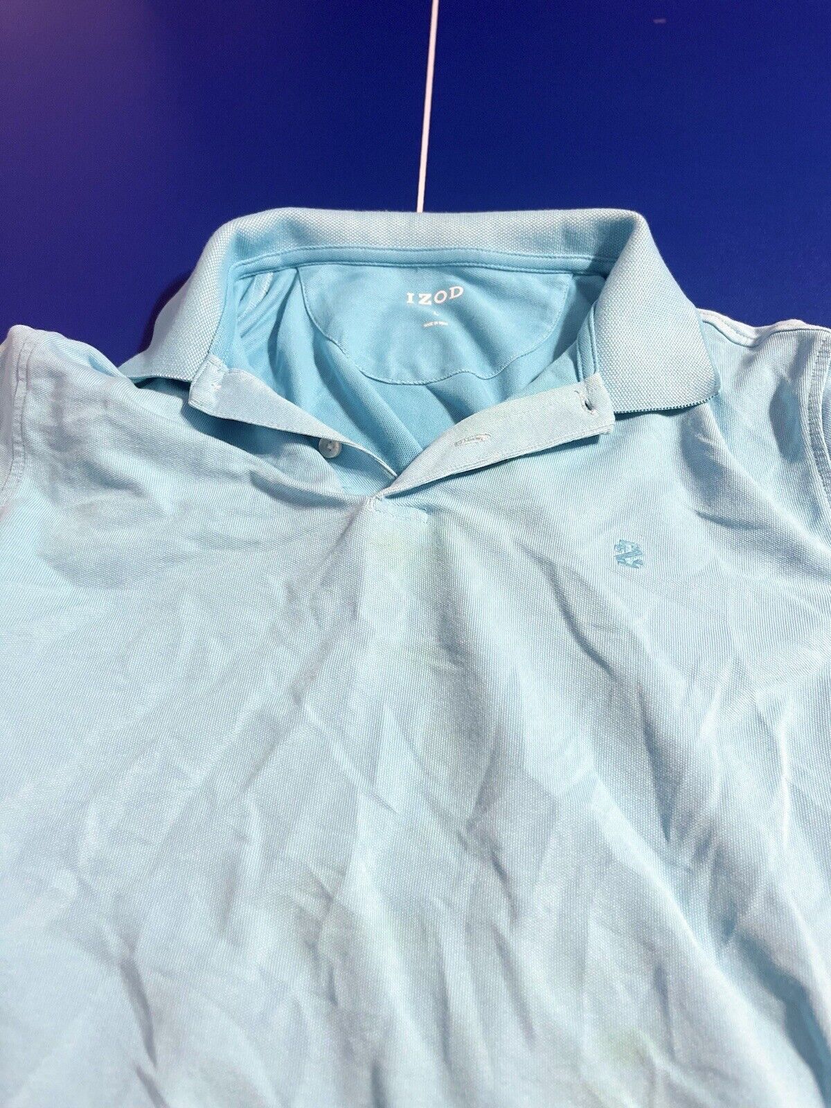 Mens Izod Advantage Performance Natural Stretch Polo Shirt Light Blue Size L
