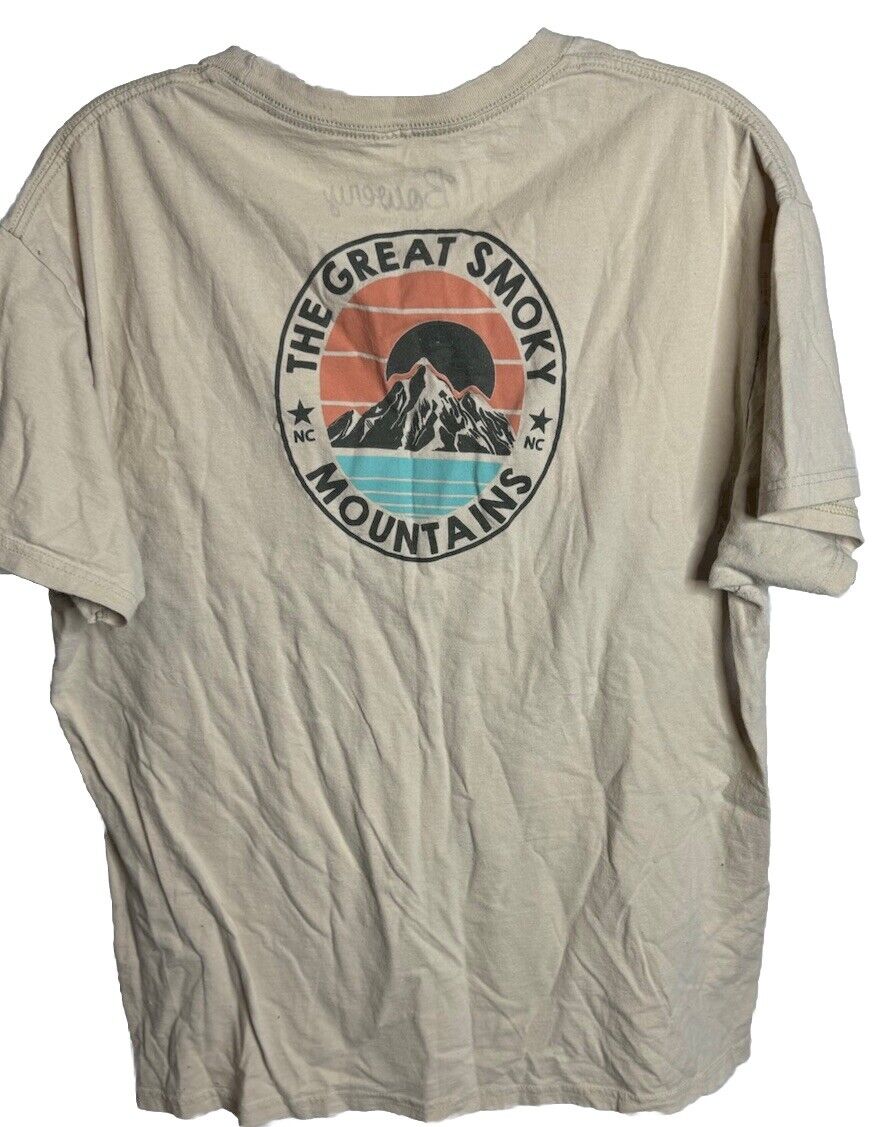 Bowery Supply Co Mens T Shirt Beige Large Cotton Crew Neck Short Sleeve Pullover