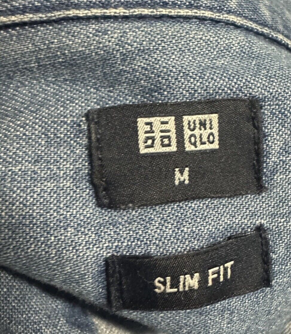 Uniqlo Long Sleeve Button Denim Shirt Mens Medium Blue