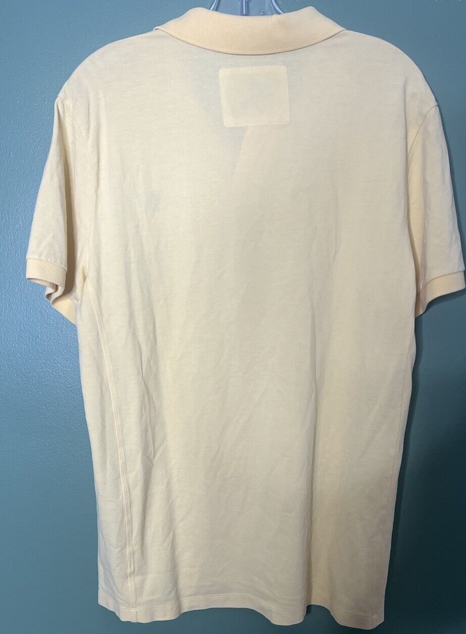 Express Pique Mens Polo Shirt Yellow Large Cotton Collard Short Sleeve Pullover