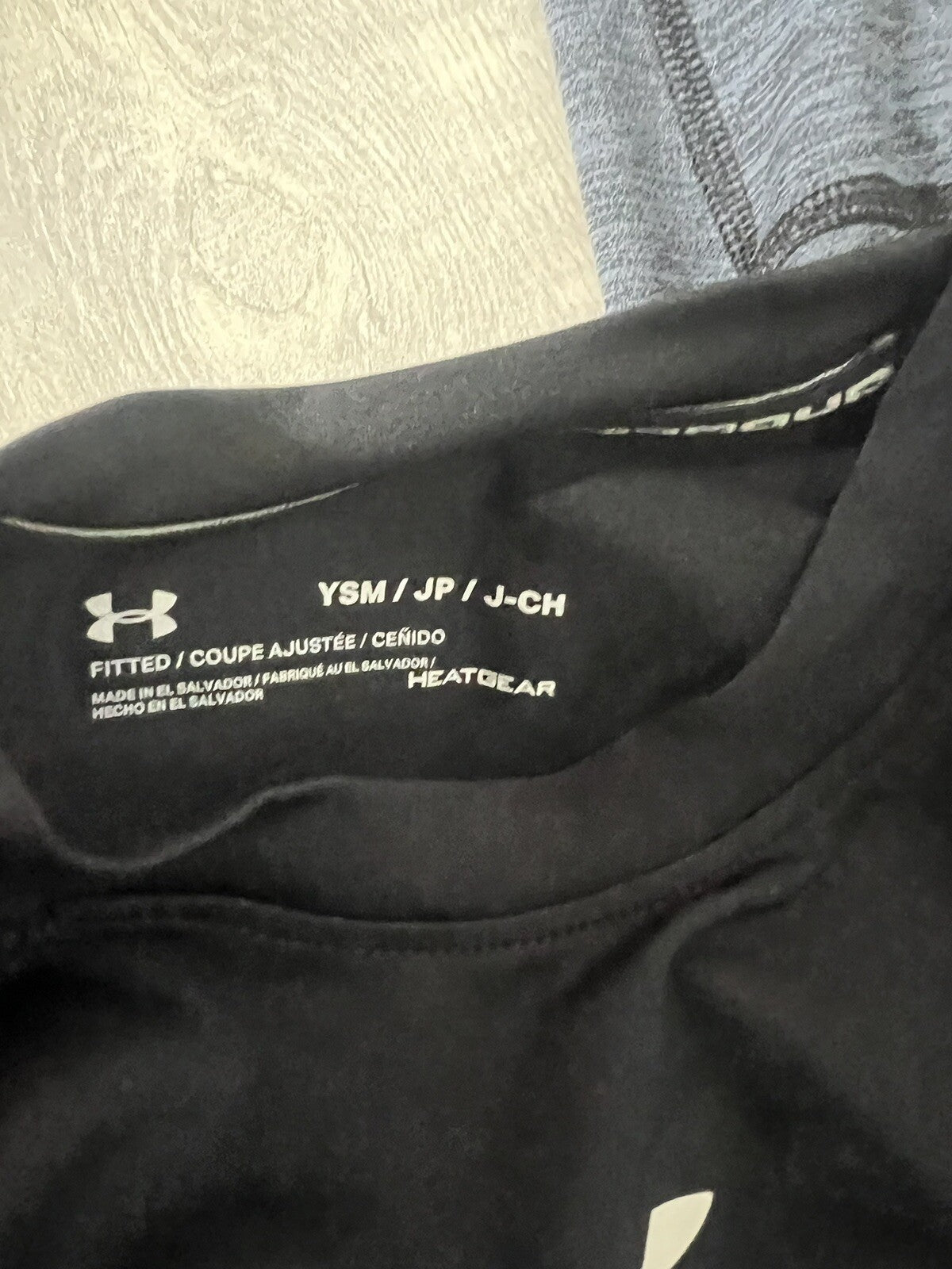 Under Armour Boys Size YSM navy Compression Pants And YSM Black Shirt