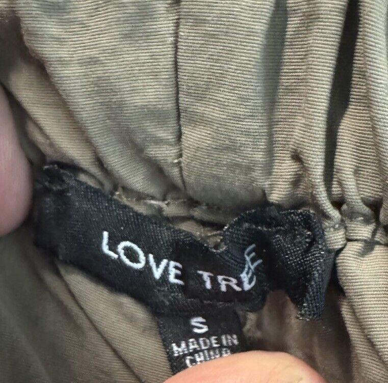 Love Tree Women's Tencel Pants Cargo Joggers Green Drawstring Pull On Size Small