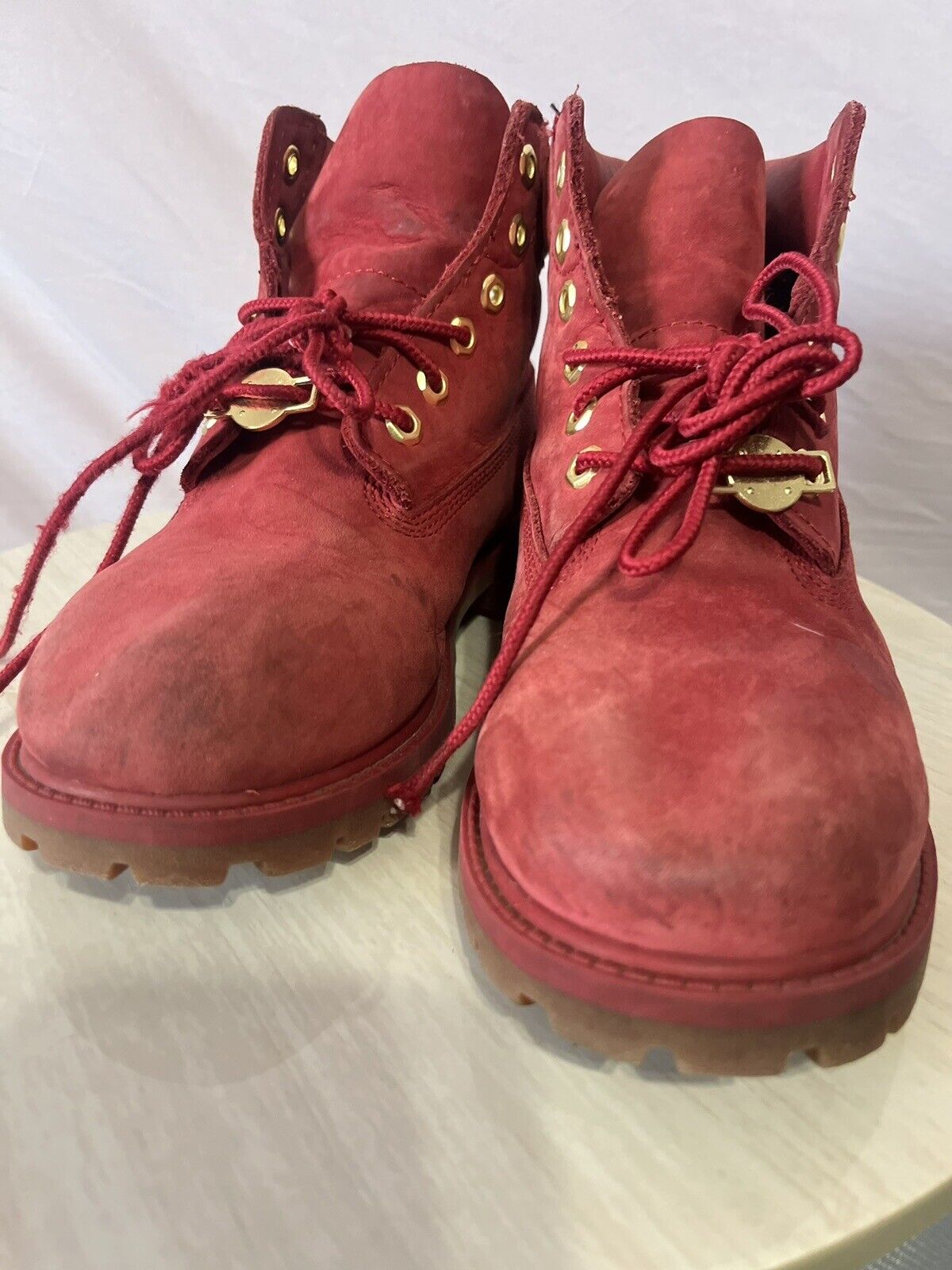 Red Timberland boots women Size 2.5, Red Suede, Waterproof Boots, High Quality