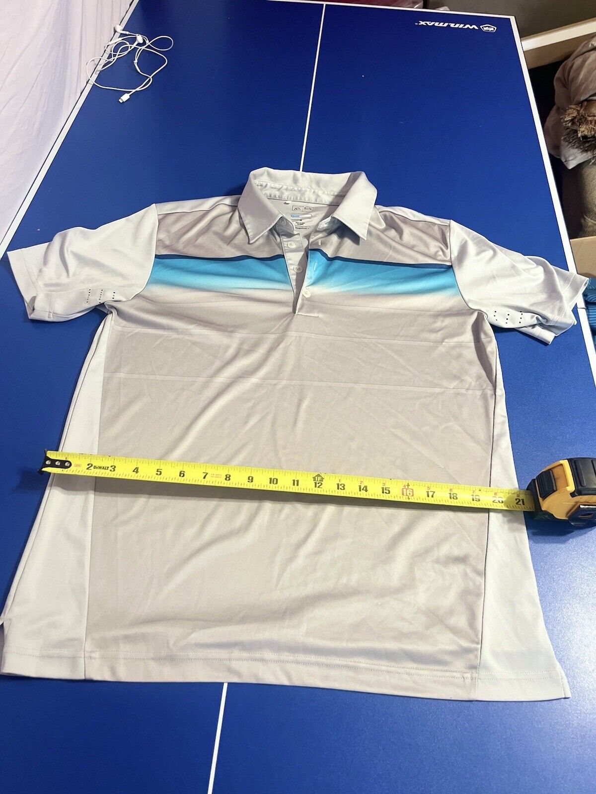 Mens Adidas Golf Blue Short Sleeve Polo Shirt Blue White Size Medium Activewear