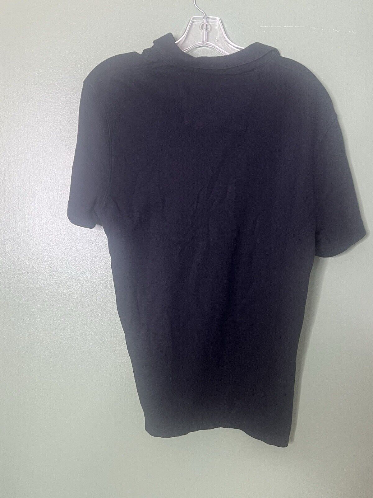 Calvin Klein Polo Shirt Mens Large Blue Collared 1/4 Button Short Sleeve Logo