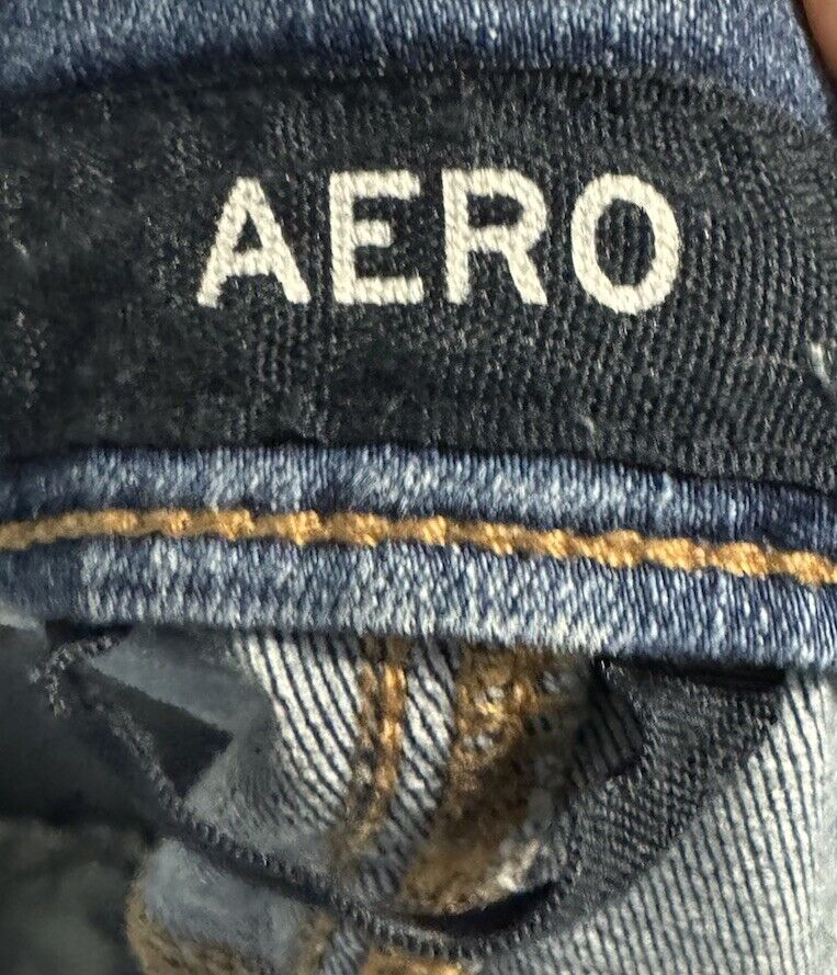 Aero Women's Size 4 Short Blue Skinny Fit Low Rise Dark Wash Stretch Denim Jeans