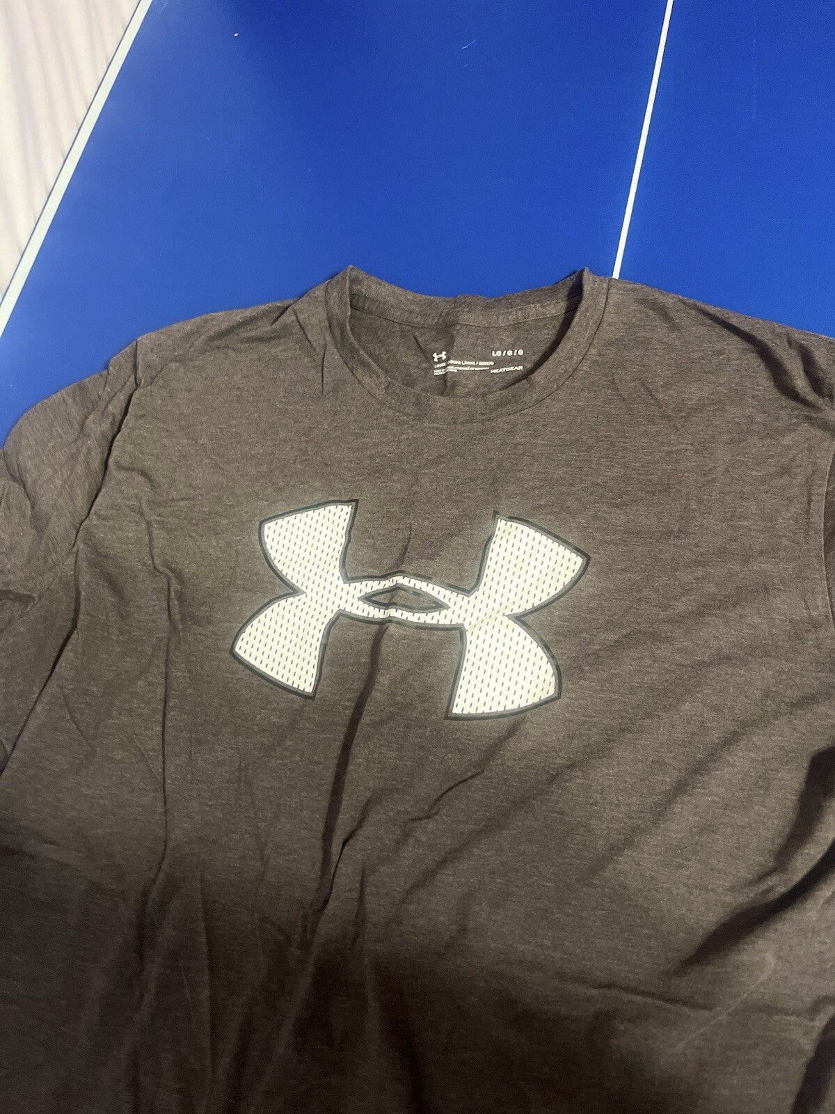 Under Armour Shirt Mens Large Gray Loose Fit Heatgear Logo