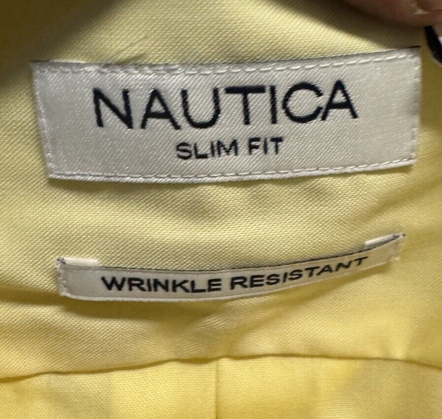 NAUTICA Dress Shirt Stretch Cotton Slim Fit Performance Large