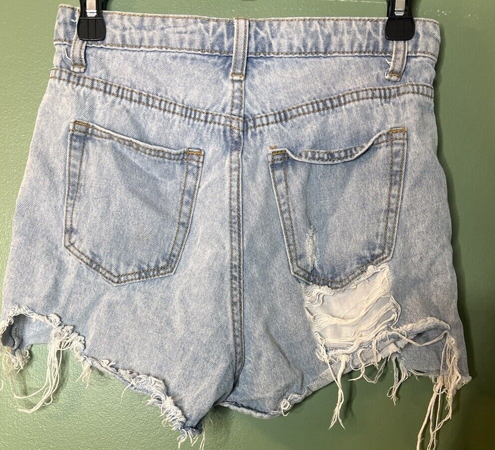 Stretch Cut Off Denim Jean Shorts Size Size 2 Womens Blue Distressed Ripped
