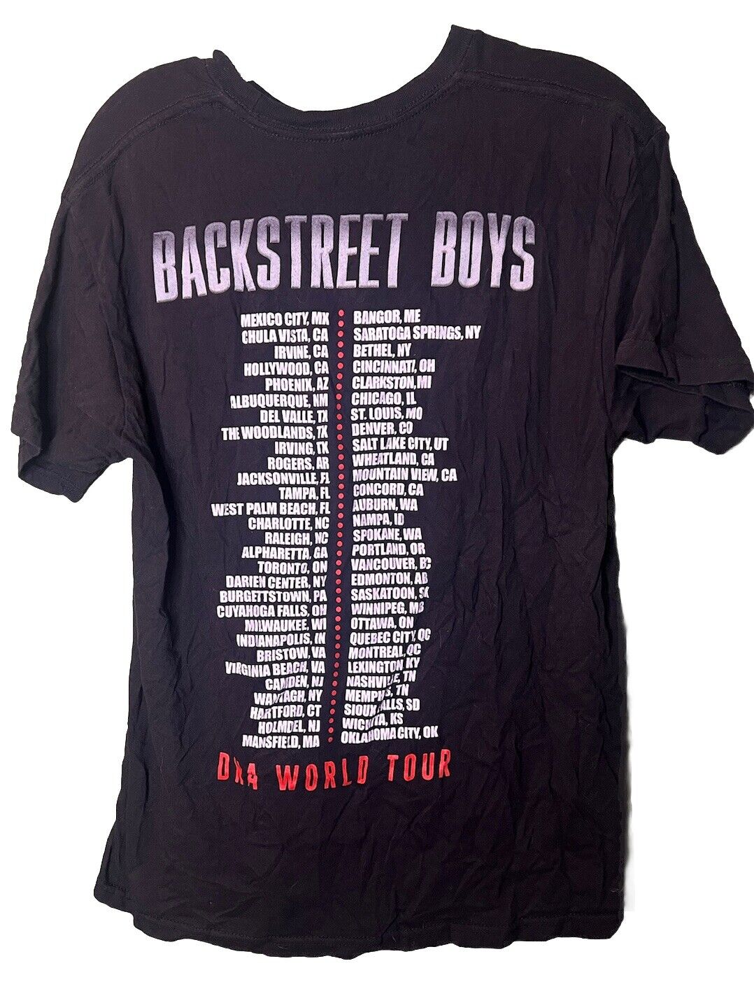 Backstreet Boys BSB DNA World Tour Concert Black Short Sleeve T Shirt Large