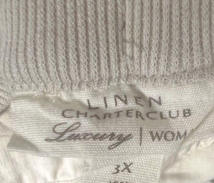 Charter Club Linen Drawstring-Waist Pants White Size 3X
