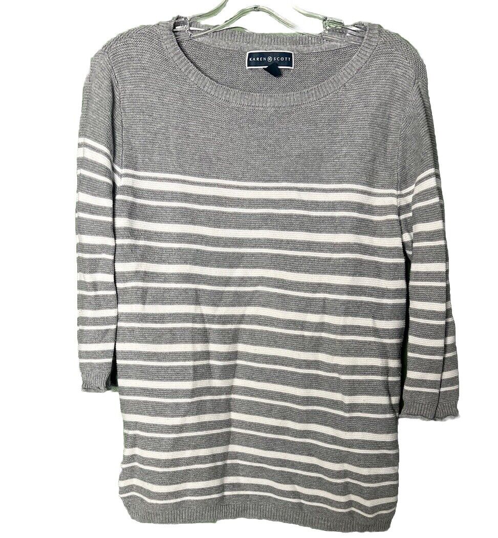 Karen Scott Shirt Women's Top Size Medium 3/4 Sleeve