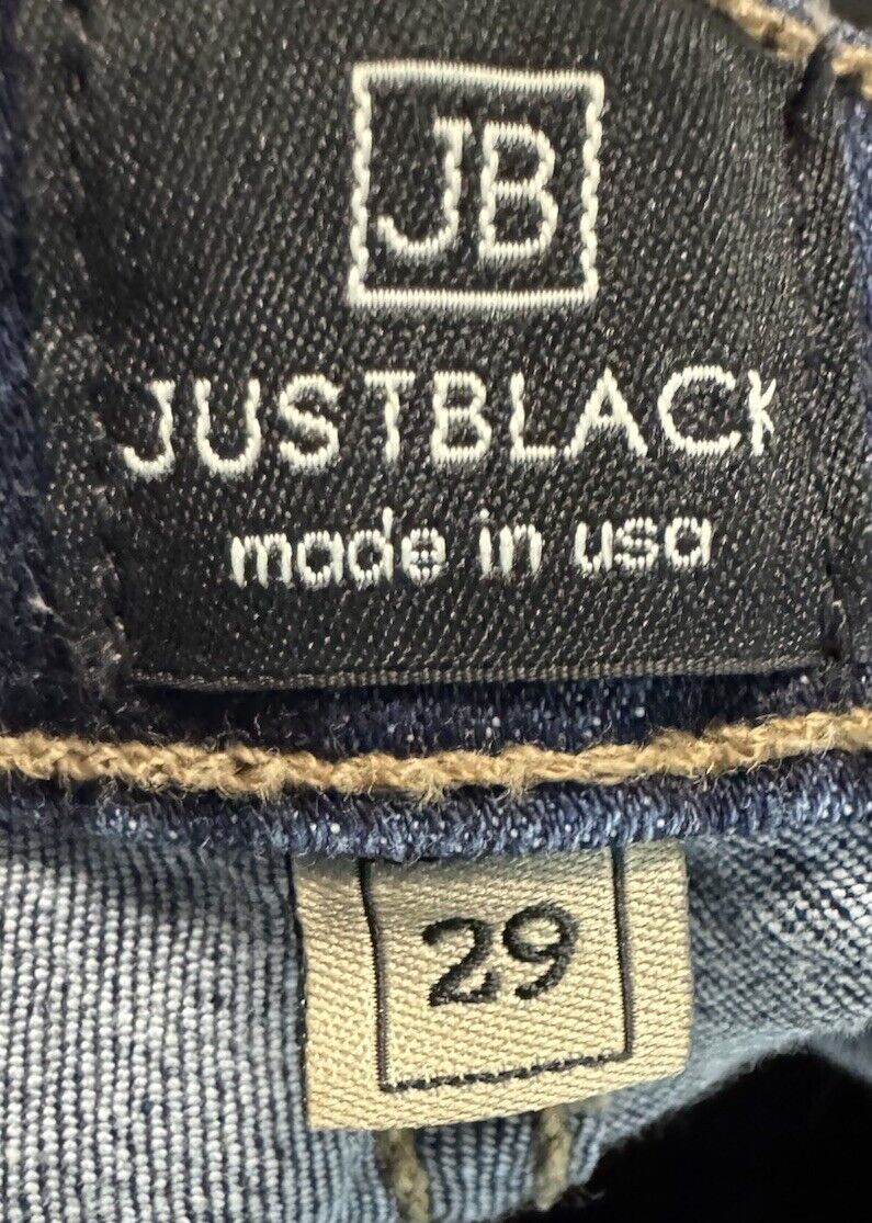Just Black Denim Women's Blue Medium Wash Distressed Straight Denim Jeans Sz 29