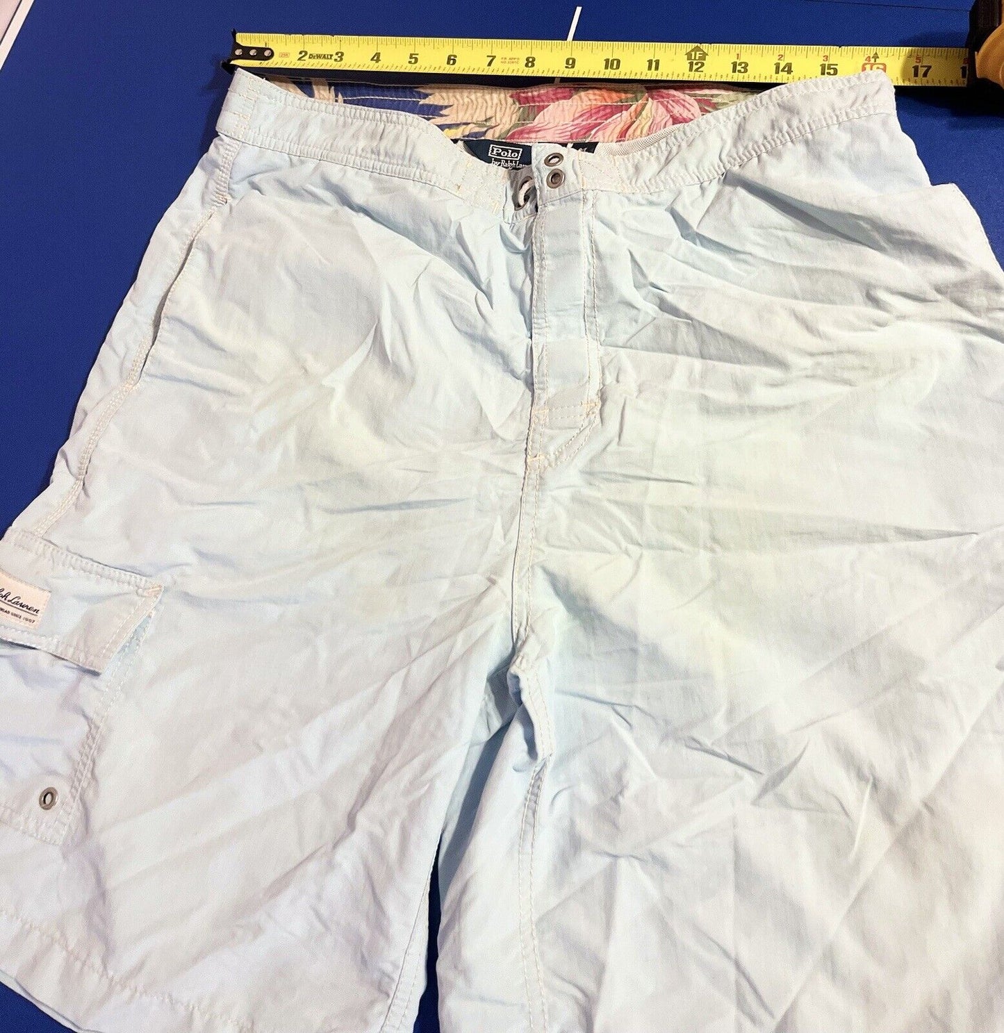 Polo Ralph Lauren Light Blue Swim Trunks Medium, Nylon, Rare Find, High Quality,