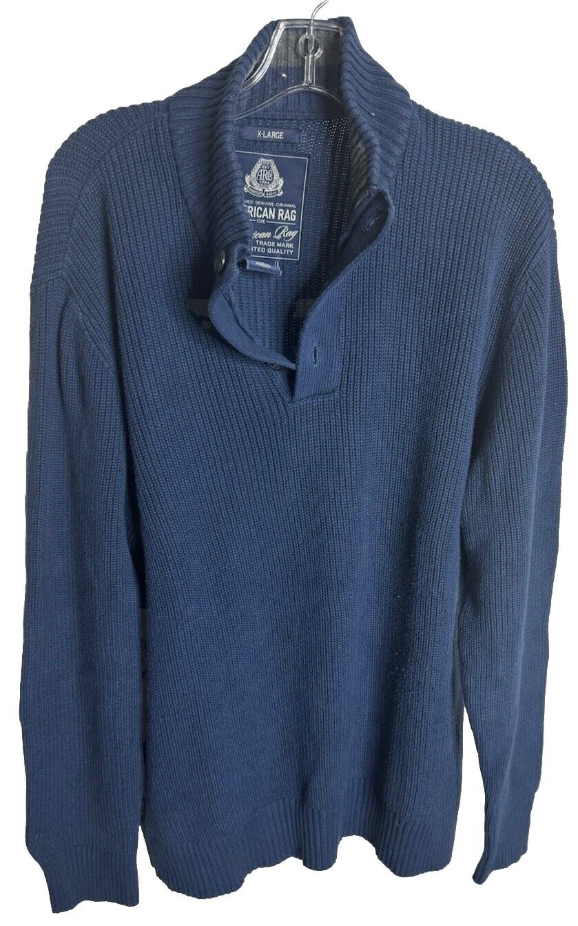 AMERICAN RAG Men's Long Sleeve Blue Sweater, Size: XL