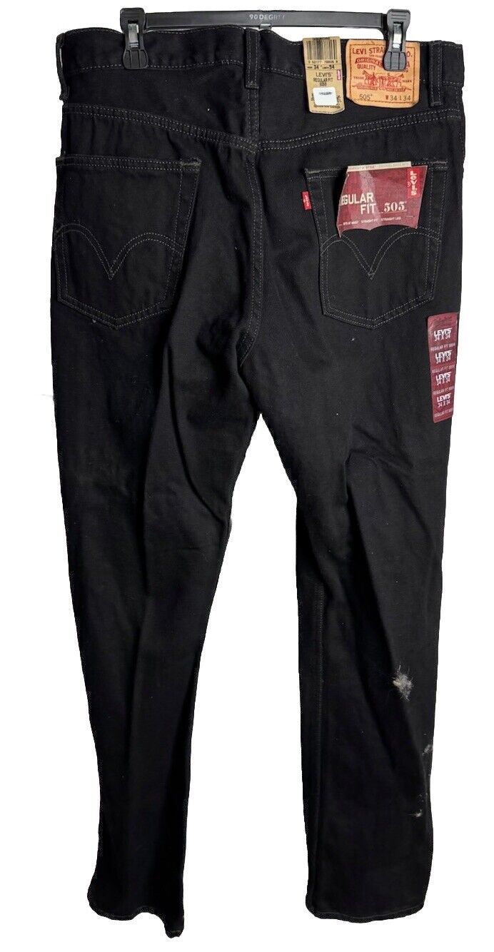 Levis 505 Jeans Mens 34x34 Regular Fit Blue Denim Straight Leg Pants