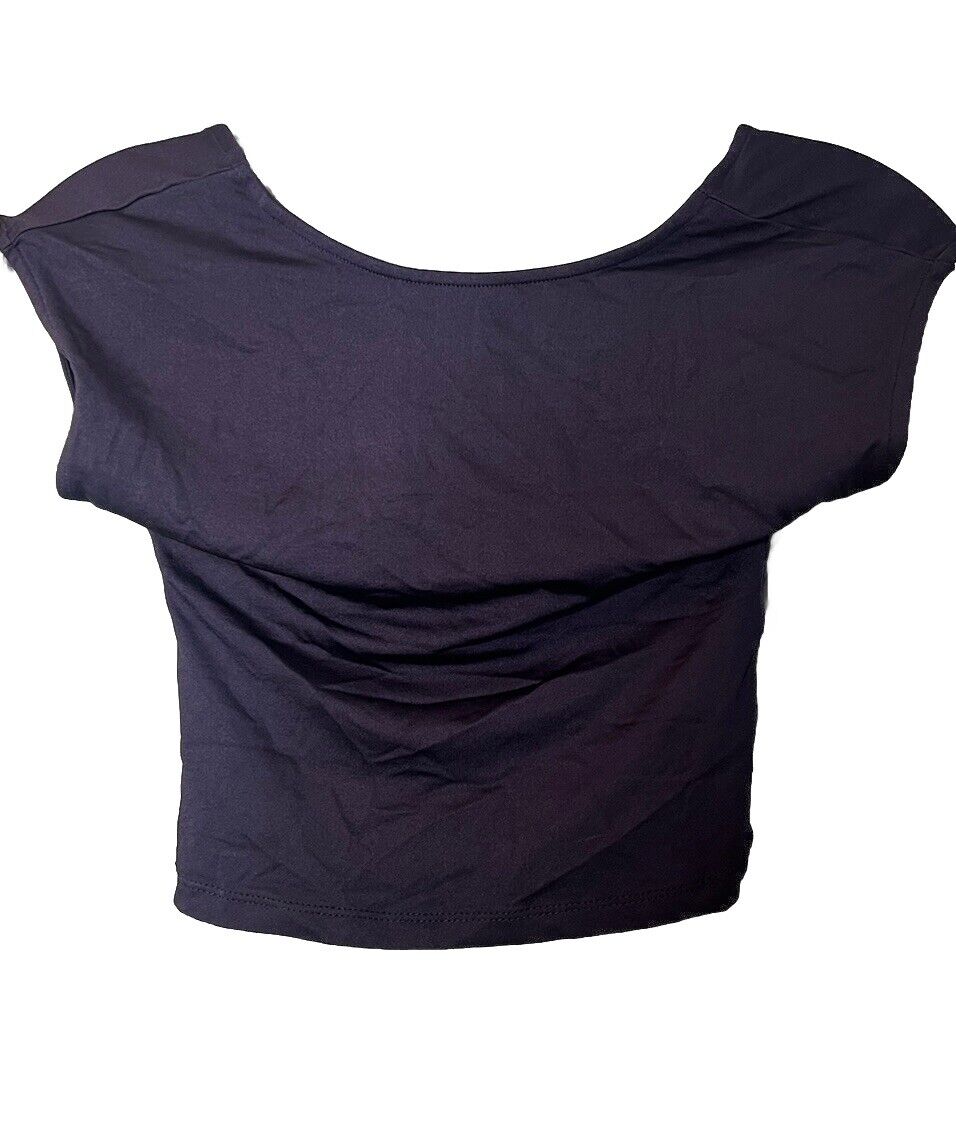 Primark Tee Shirt Womens XS Black Cropped Short Sleeve Basic Everyday