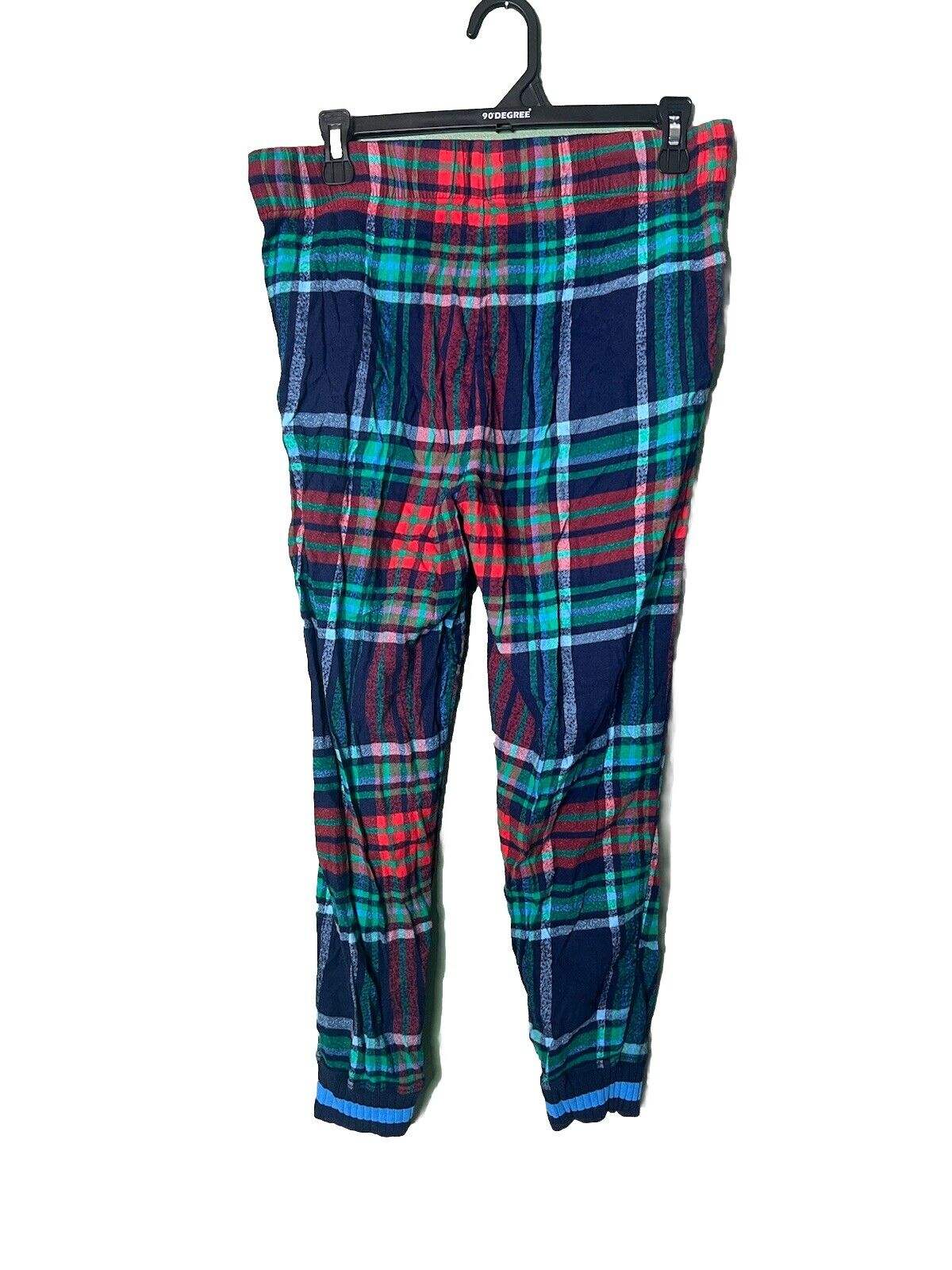 Aerie Pajama Pants Size Medium Green Blue Plaid Drawstring Elastic Waist Pockets