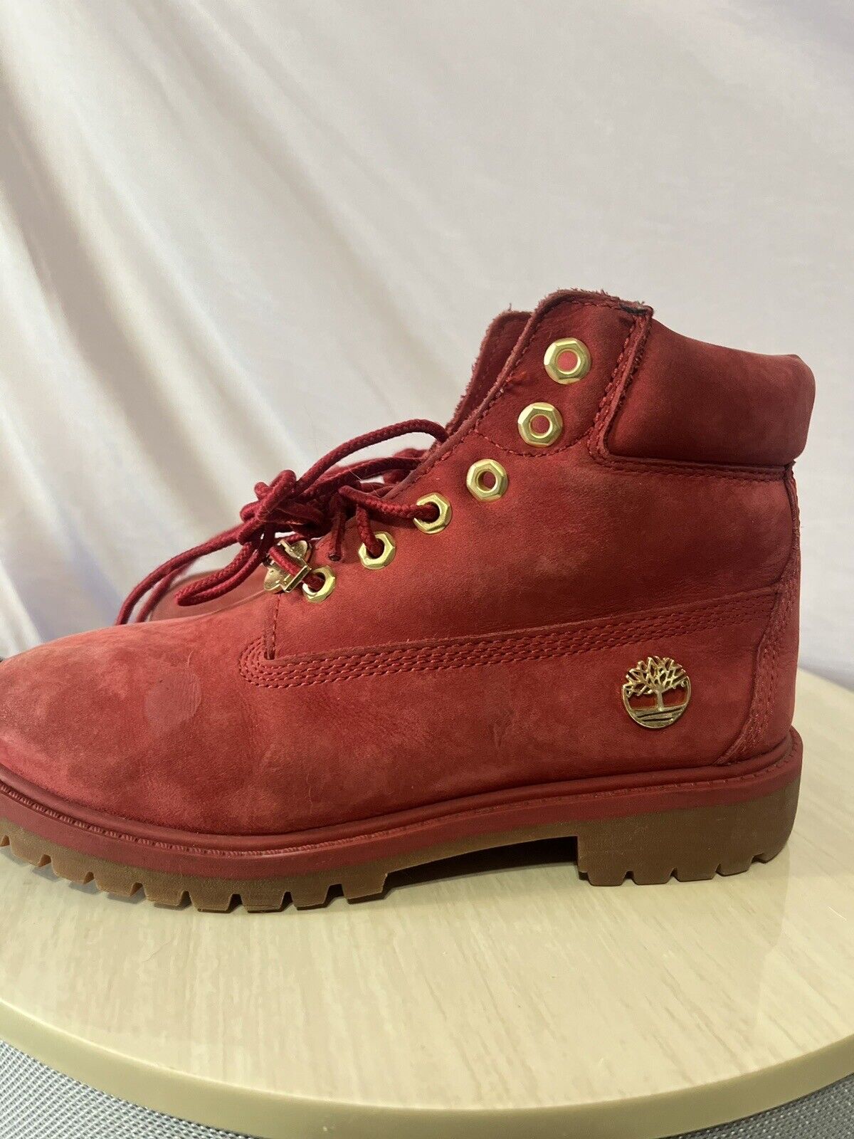 Red Timberland boots women Size 2.5, Red Suede, Waterproof Boots, High Quality