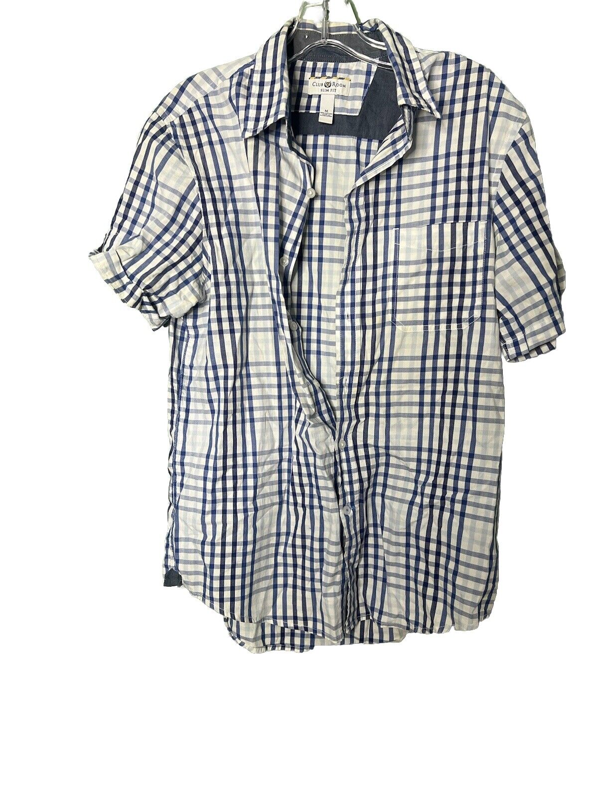 Club Room Mens Striped Short Sleeve Shirt Size M Fitted