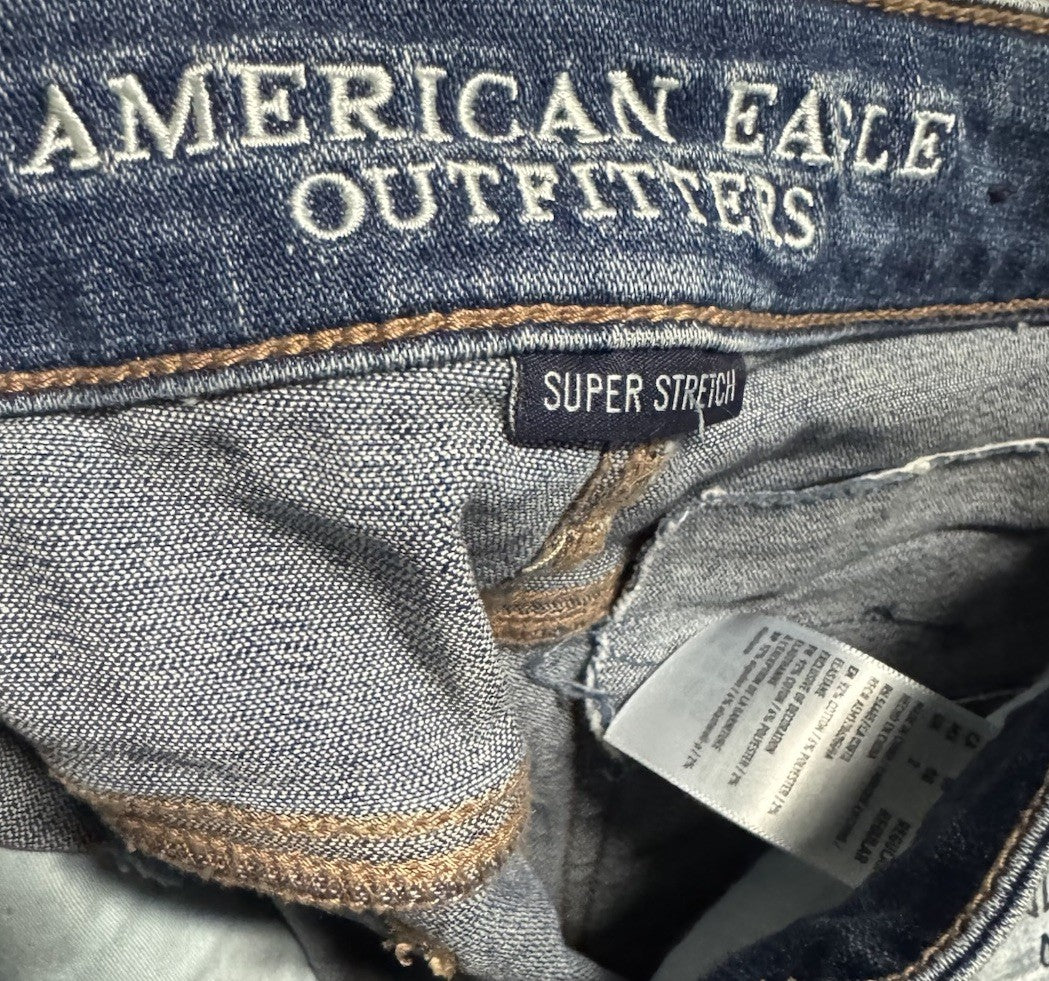 American Eagle Outfitters Jegging Jeans Women's 00 Blue Denim Distressed Cotton