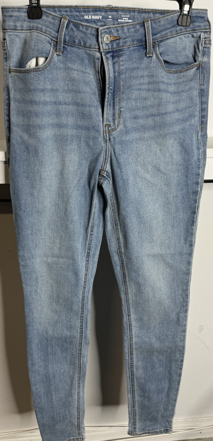 Old Navy Women's Size 10 Blue Super Skinny Medium Wash Cotton Blend Stretch Jean