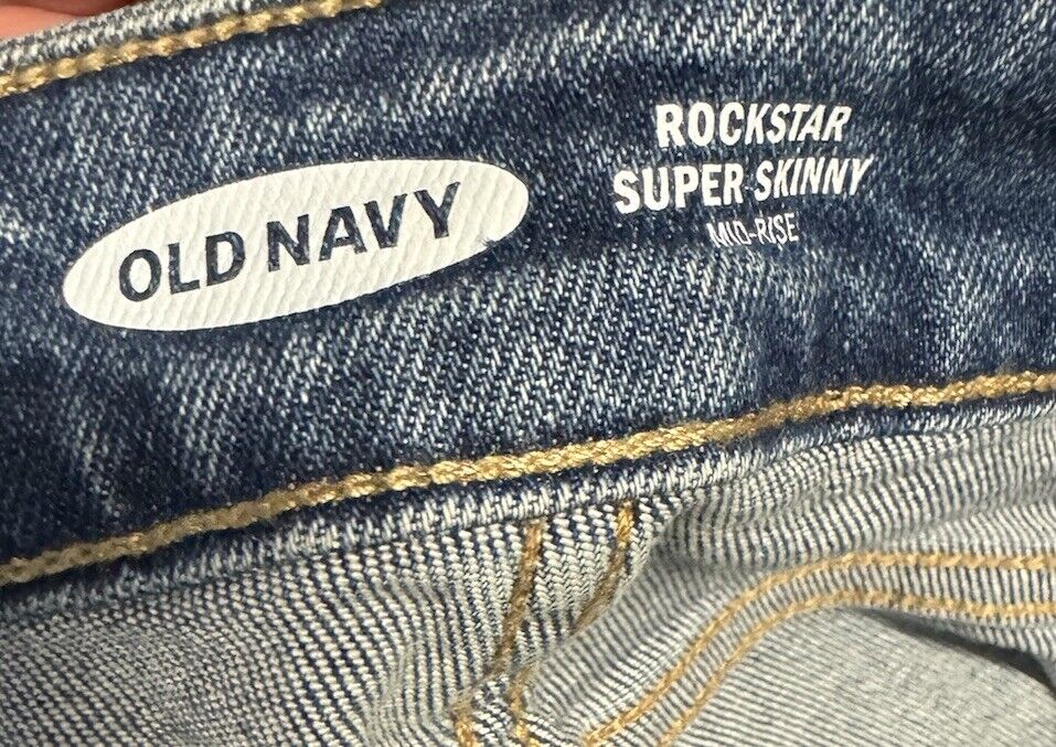 Old Navy Women's Rockstar Super skinny Jeans Size 12 Medium Wash Blue Denim