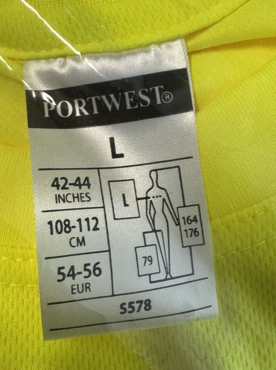 PORTWEST S170 Yellow Safety Cotton Comfort T-SHIRT Large NWT