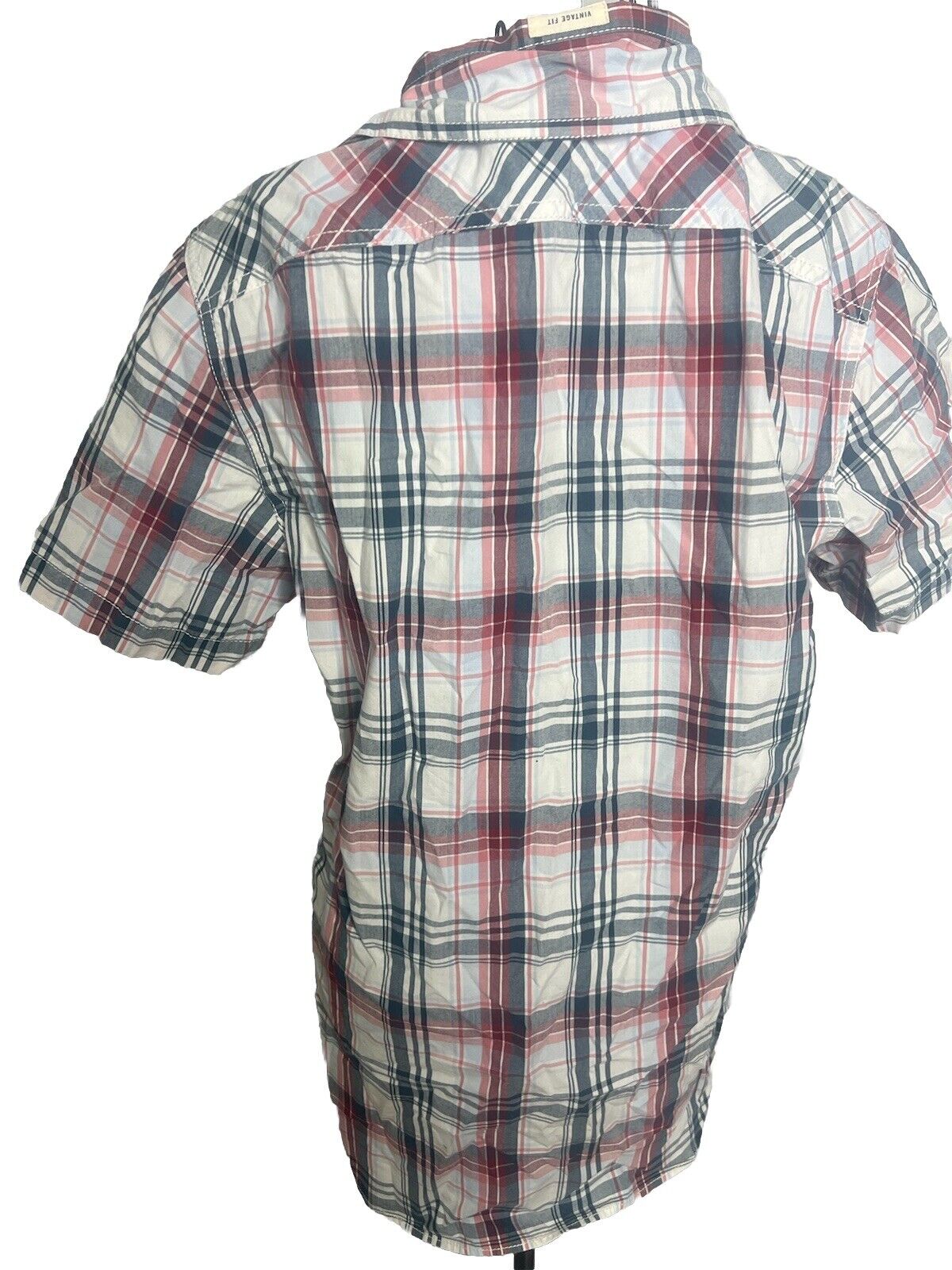 American Eagle Vintage Fit Plaid Button Up Short Sleeve, Men’s Medium