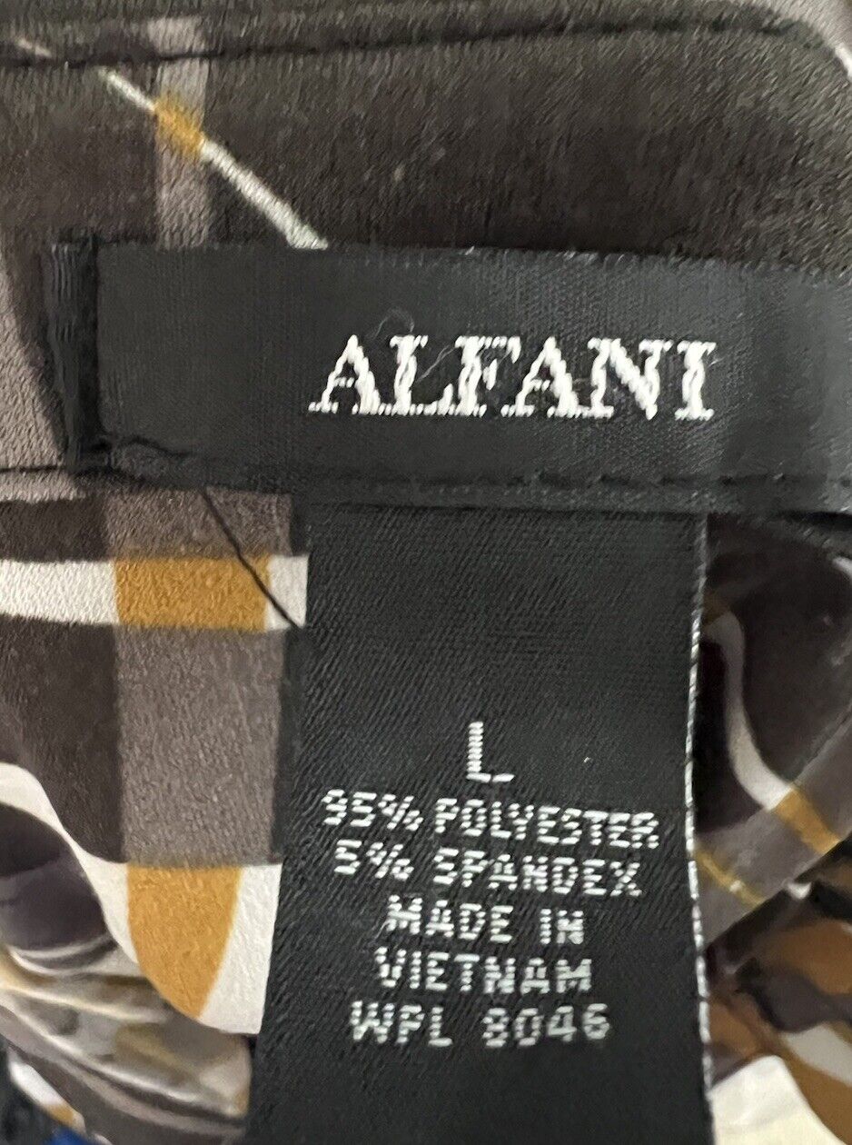 Alfani Women's 3/4 Dolman Sleeve V-Neck Top Size L Button Up