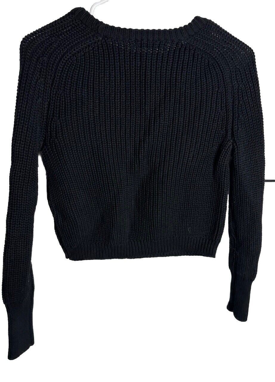 American Apparel Pullover Sweater Womens Sz XS Black Crew Neck Basic Minimalist