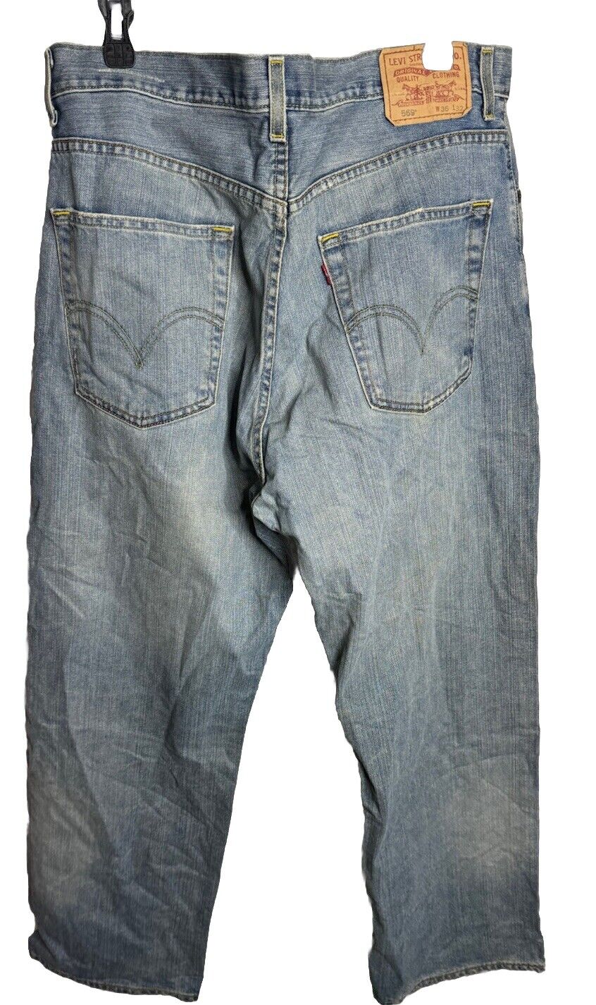 Levis 569 Jeans 36x32 Mens Blue Denim Loose Fit Straight Leg Medium Wash Pockets