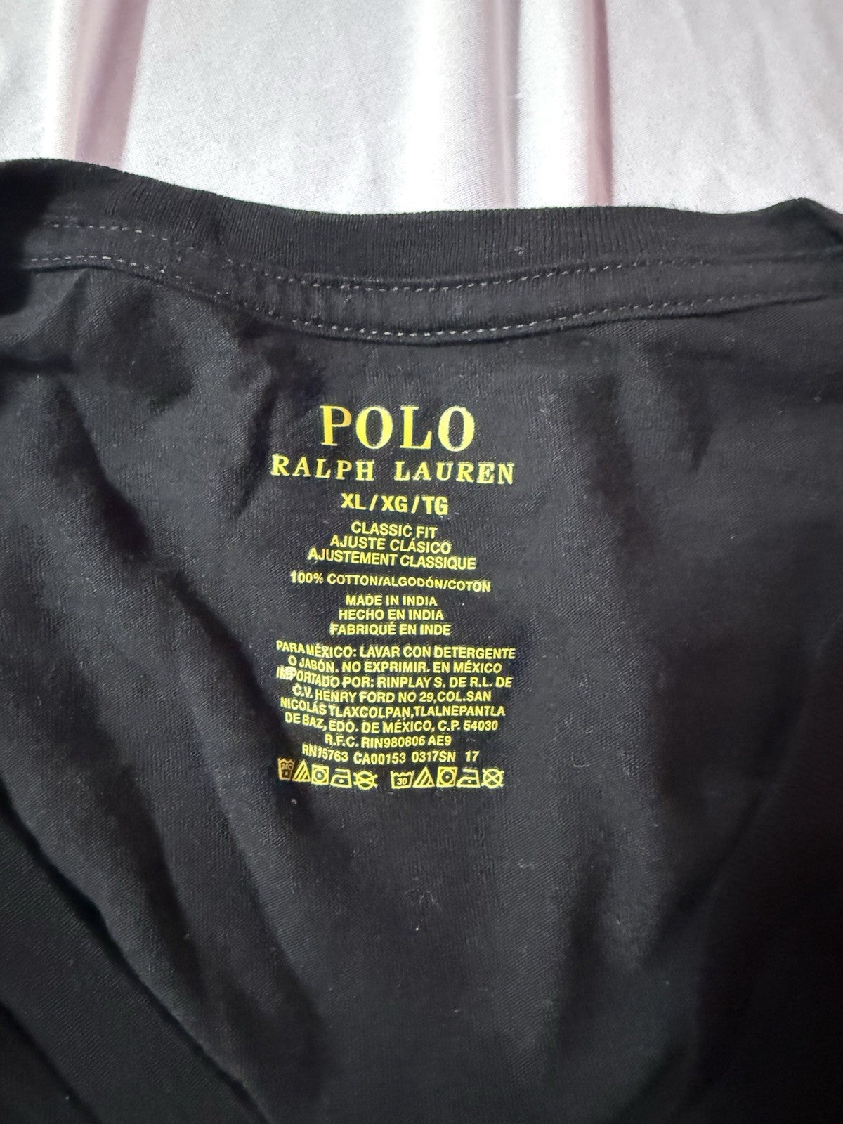 Polo Ralph Lauren T-Shirt Adult XL Black Short Sleeve Classic Mens