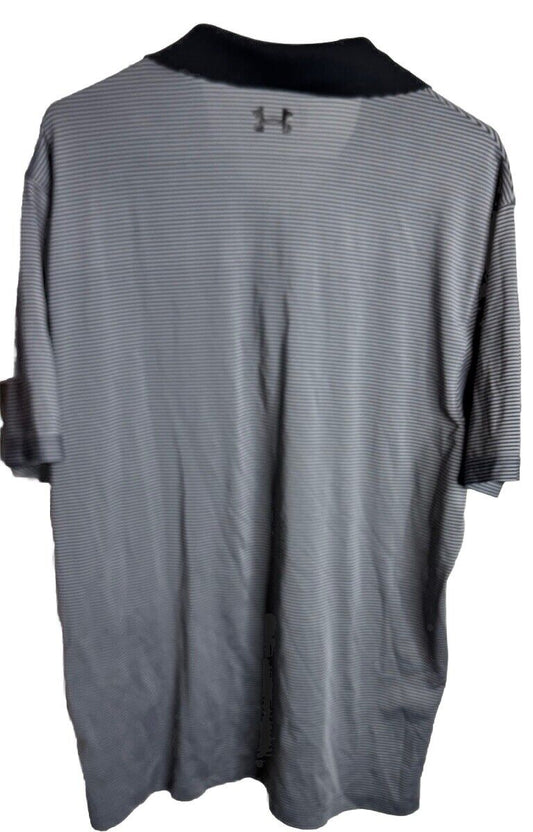 (Large) Mens Under Armour Polo Shirt Short Sleeve Logo Heat Gear