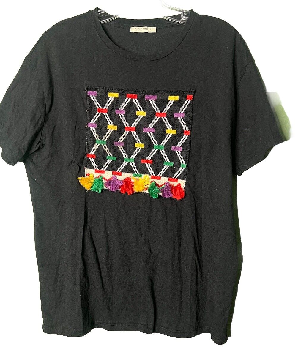 Zara Trafaluc Shirt Womens Large Crew Neck Short Sleeve